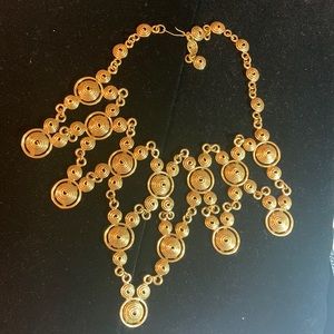 Statement bib necklace, gold tone, concentric circles